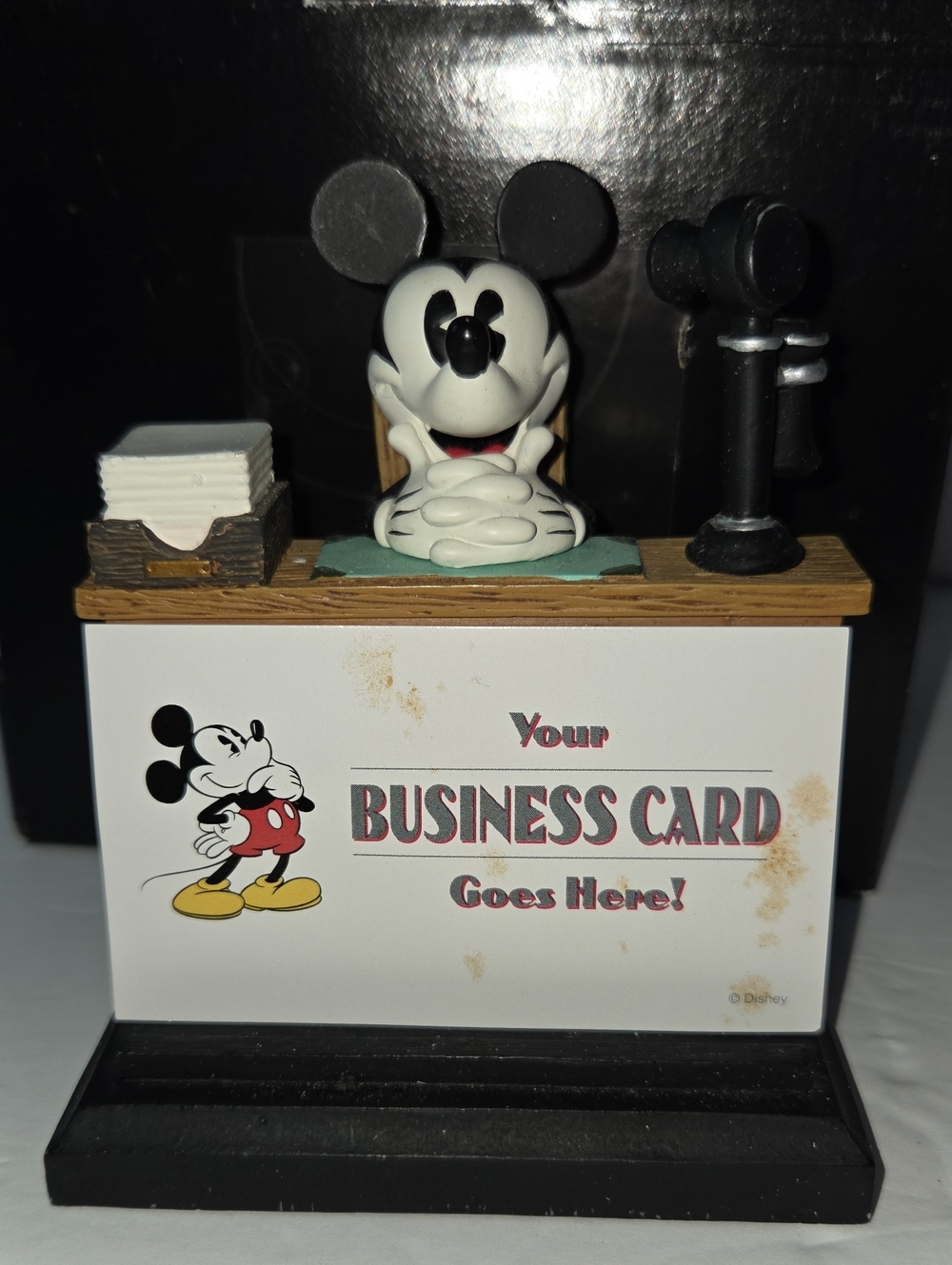 Rare Disney Black & White Mickey Mouse Vanity Business Card Tray